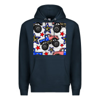 Navy usa monster truck seamless pattern Premium Hoodie - BundleAndBundleShop