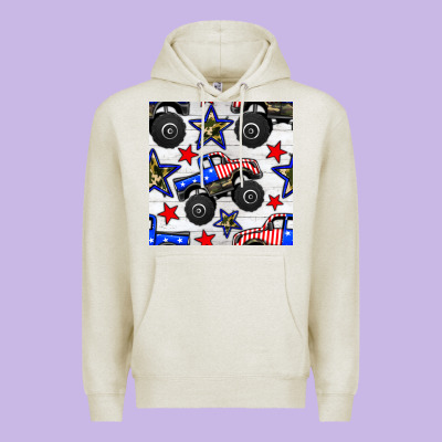 Usa Monster Truck Seamless Pattern Premium Hoodie Designed By Bundleandbundleshop