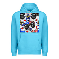 Ocean Blue usa monster truck seamless pattern Premium Hoodie - BundleAndBundleShop