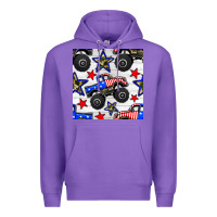 Purple usa monster truck seamless pattern Premium Hoodie - BundleAndBundleShop