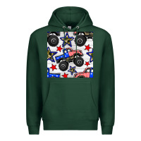 Sports Green usa monster truck seamless pattern Premium Hoodie - BundleAndBundleShop