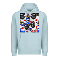 Blue Mist usa monster truck seamless pattern Premium Hoodie - BundleAndBundleShop