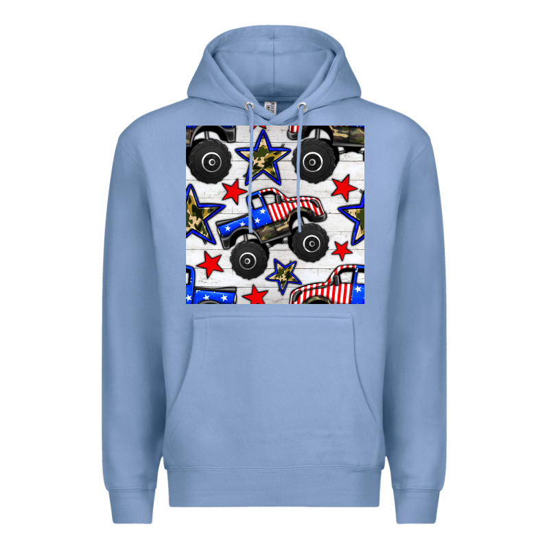 Usa Monster Truck Seamless Pattern Premium Hoodie by BundleAndBundleShop | Teevron