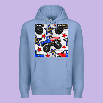 Usa Monster Truck Seamless Pattern Premium Hoodie Designed By Bundleandbundleshop