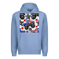 Colony Blue usa monster truck seamless pattern Premium Hoodie - BundleAndBundleShop