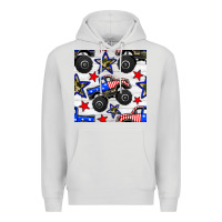 Dove Grey usa monster truck seamless pattern Premium Hoodie - BundleAndBundleShop