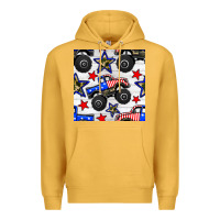 Mustard usa monster truck seamless pattern Premium Hoodie - BundleAndBundleShop