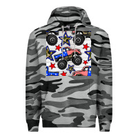 Slate Camo usa monster truck seamless pattern Premium Hoodie - BundleAndBundleShop