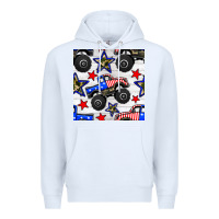 White usa monster truck seamless pattern Premium Hoodie - BundleAndBundleShop