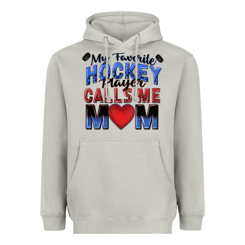 My Favorite Hockey Player Calls Me Mom Heavyweight Hoodie by Zillion Design Studio | Teevron