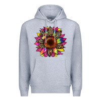 Heather Grey tie dye leopard sunflower Premium Hoodie - Artiststas
