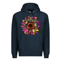 Navy tie dye leopard sunflower Premium Hoodie - Artiststas