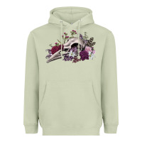Matcha Boho floral raven skull Heavyweight Hoodie - RanaPortraitStore