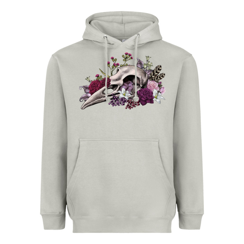 Boho Floral Raven Skull Heavyweight Hoodie by RanaPortraitStore | Teevron