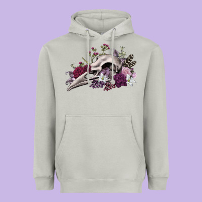 Heavyweight Hoodie Boho floral raven skull