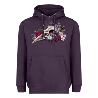 Plum Boho floral raven skull Heavyweight Hoodie - RanaPortraitStore