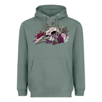 Sage Boho floral raven skull Heavyweight Hoodie - RanaPortraitStore