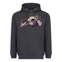 Smoke Boho floral raven skull Heavyweight Hoodie - RanaPortraitStore
