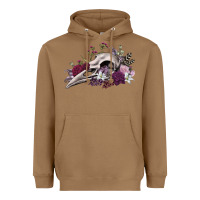 Toasted Coconut Boho floral raven skull Heavyweight Hoodie - RanaPortraitStore