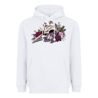 White Boho floral raven skull Heavyweight Hoodie - RanaPortraitStore