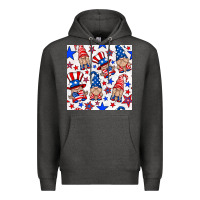 Charcoal Heather 4th of july patriotic gnome seamless pattern Premium Hoodie - BundleAndBundleShop