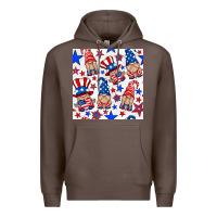 Coffee 4th of july patriotic gnome seamless pattern Premium Hoodie - BundleAndBundleShop