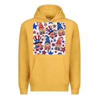 Mustard 4th of july patriotic gnome seamless pattern Premium Hoodie - BundleAndBundleShop
