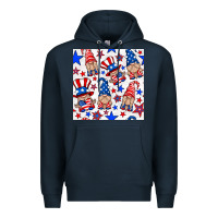 Navy 4th of july patriotic gnome seamless pattern Premium Hoodie - BundleAndBundleShop