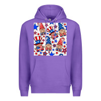 Purple 4th of july patriotic gnome seamless pattern Premium Hoodie - BundleAndBundleShop