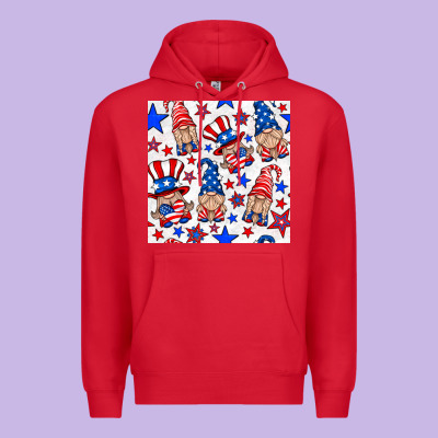 4th Of July Patriotic Gnome Seamless Pattern Premium Hoodie Designed By Bundleandbundleshop