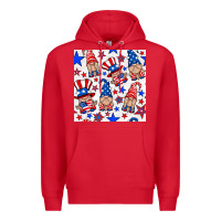 Red 4th of july patriotic gnome seamless pattern Premium Hoodie - BundleAndBundleShop