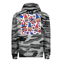 Slate Camo 4th of july patriotic gnome seamless pattern Premium Hoodie - BundleAndBundleShop