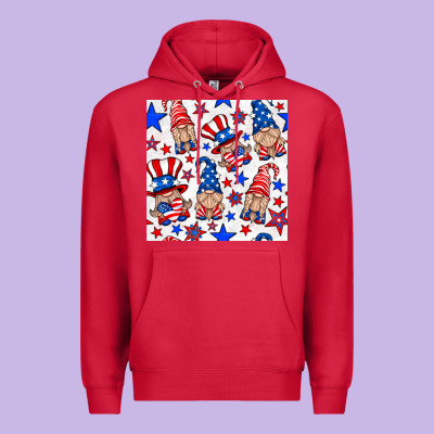 4th Of July Patriotic Gnome Seamless Pattern Premium Hoodie Designed By Bundleandbundleshop