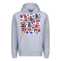 Heather Grey 4th of july patriotic gnome seamless pattern Premium Hoodie - BundleAndBundleShop