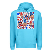 Ocean Blue 4th of july patriotic gnome seamless pattern Premium Hoodie - BundleAndBundleShop