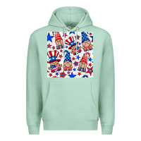 Seafoam 4th of july patriotic gnome seamless pattern Premium Hoodie - BundleAndBundleShop