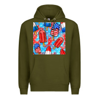 Army Green 4th of july popsicle seamless pattern Premium Hoodie - BundleAndBundleShop