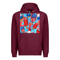 Burgundy 4th of july popsicle seamless pattern Premium Hoodie - BundleAndBundleShop
