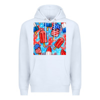 White 4th of july popsicle seamless pattern Premium Hoodie - BundleAndBundleShop
