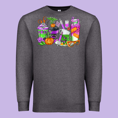 Halloween Nurse Coffee Cups Premium Sweatshirt Designed By Texasbilliewilder