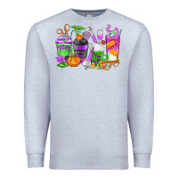 Heather Grey Halloween Nurse Coffee Cups Premium Sweatshirt - texasbilliewilder