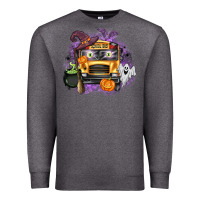 Charcoal Heather Halloween School Bus Premium Sweatshirt - texasbilliewilder