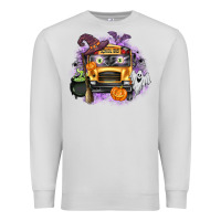 Dove Grey Halloween School Bus Premium Sweatshirt - texasbilliewilder