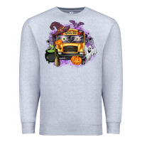 Heather Grey Halloween School Bus Premium Sweatshirt - texasbilliewilder