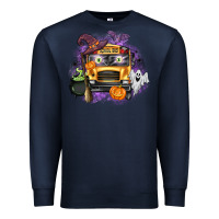 Navy Halloween School Bus Premium Sweatshirt - texasbilliewilder