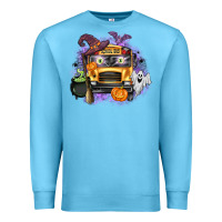 Ocean Blue Halloween School Bus Premium Sweatshirt - texasbilliewilder