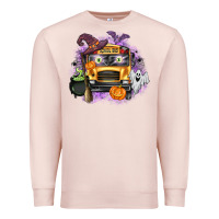Pale Pink Halloween School Bus Premium Sweatshirt - texasbilliewilder