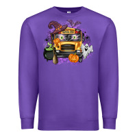Purple Halloween School Bus Premium Sweatshirt - texasbilliewilder