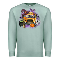 Seafoam Halloween School Bus Premium Sweatshirt - texasbilliewilder