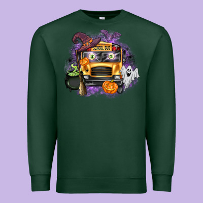 Halloween School Bus Premium Sweatshirt Designed By Texasbilliewilder